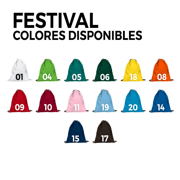 MOCHILA FESTIVAL (venta mínima 10 UNIDADES por diseño)